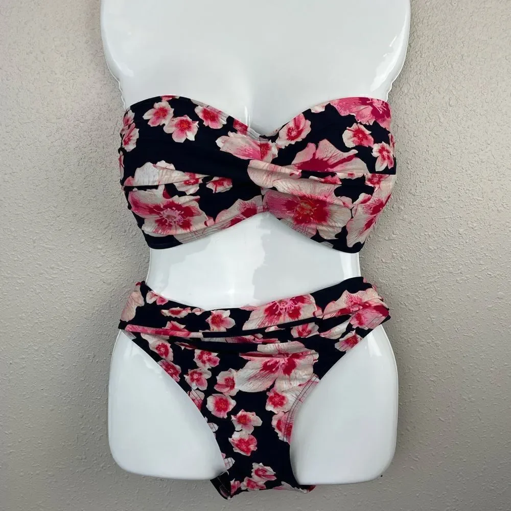 MWT DKNY Floral Matching Bikini and Bottoms Size XXL